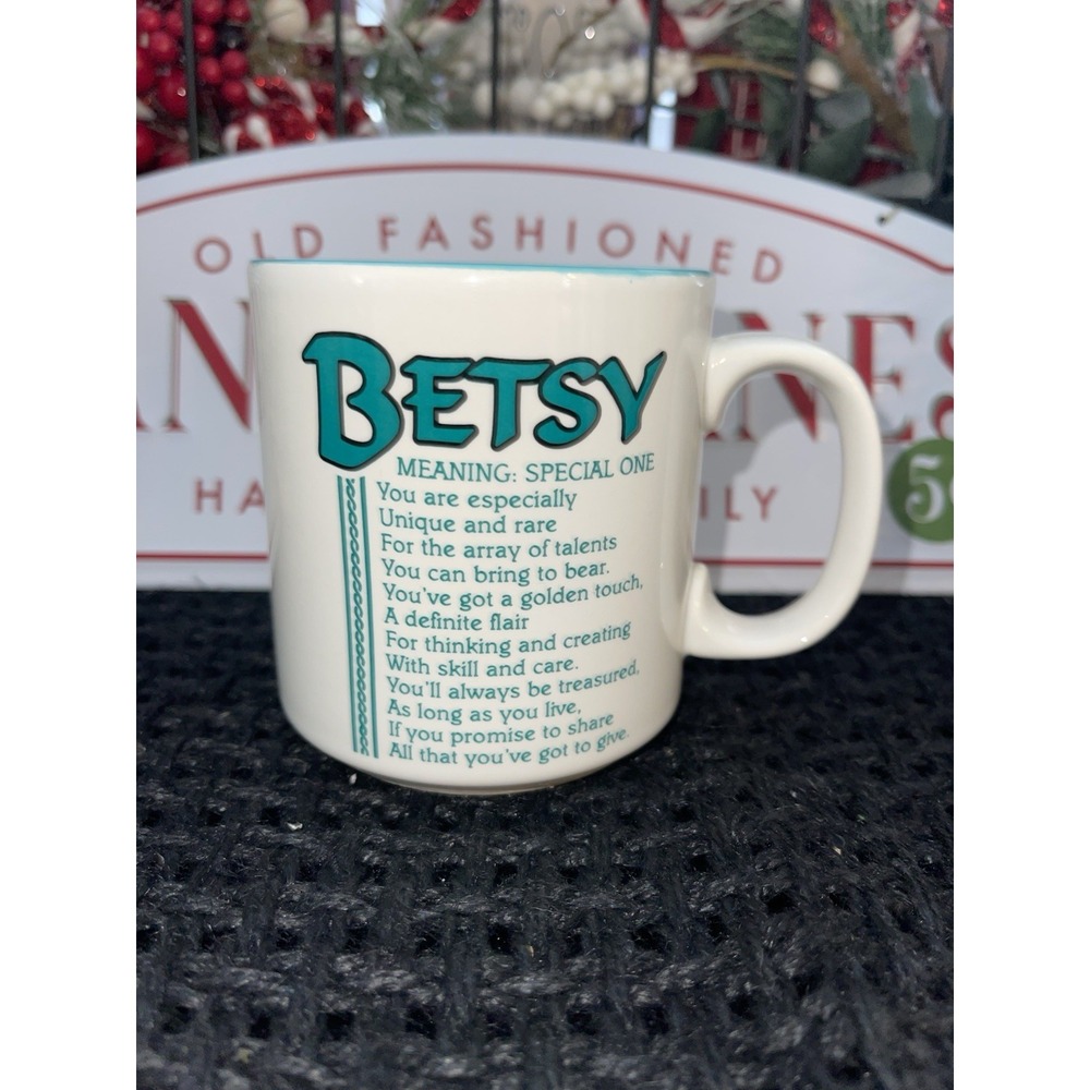 BETSY Poetry Name Blue Interior Mug Papel Vintage